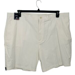 Roundtree Yorke Big Man Classic Fit Flat Front Stretch Shorts Size 48 White NEW